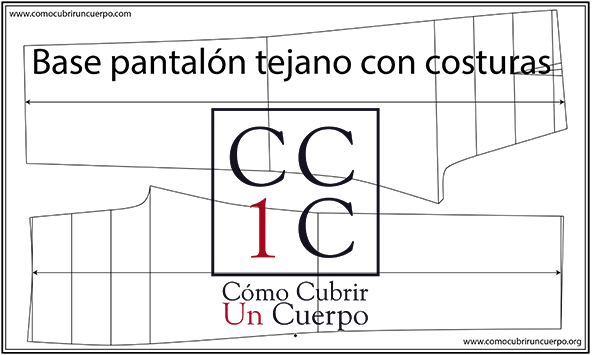 Venta de patrones de Cómo cubrir un cuerpo - Base de pantalón tejano masculino con costura. Cómo cubrir un cuerpo